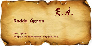 Radda Ágnes névjegykártya